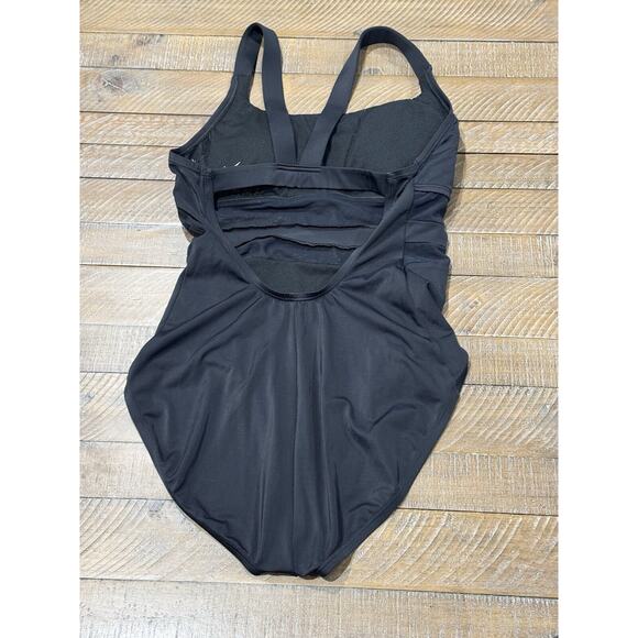 Nike Women's Mesh Black V-Back One Piece Swimsuit NESS9365 - L - Picture 8 of 11